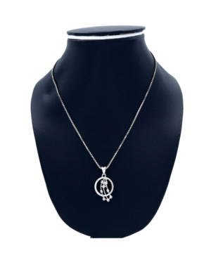 925 sterling silver pendant necklace on the black neck stand in the white background