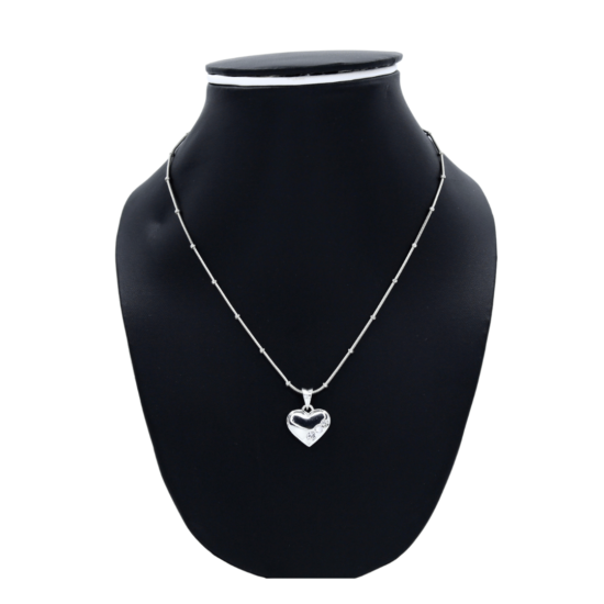 925 sterling silver pendant necklace on the black neck stand in the white background