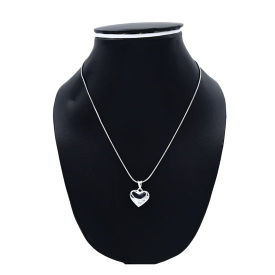 925 sterling silver pendant necklace on the black neck stand in the white background