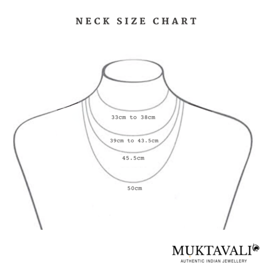 Neck size chart showcasing size description for necklace,pendant or chains