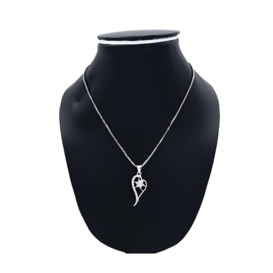 925 sterling silver pendant necklace on the black neck stand in the white background