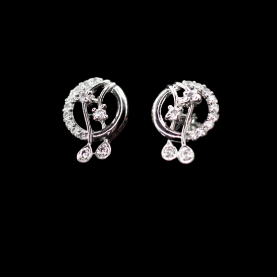 close-up of 925 sterling silver earrings in the black background