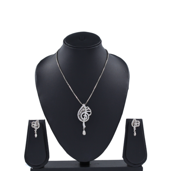 925 sterling silver pendant necklace set on the black neck stand in the white background