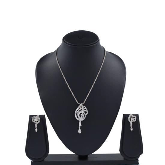 925 sterling silver pendant necklace set on the black neck stand in the white background